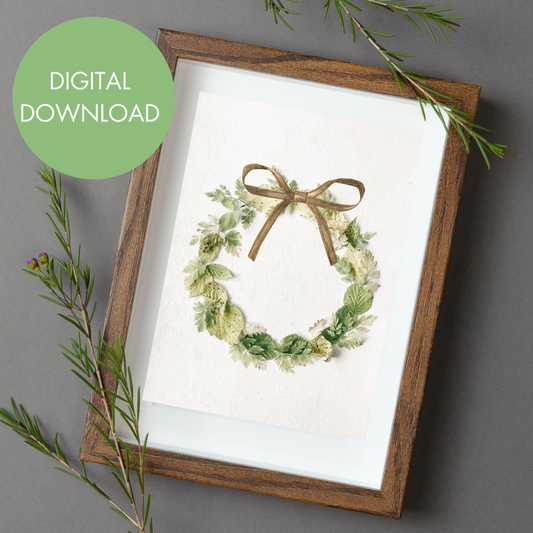 Vintage Wreath Holiday Printable Wall Art