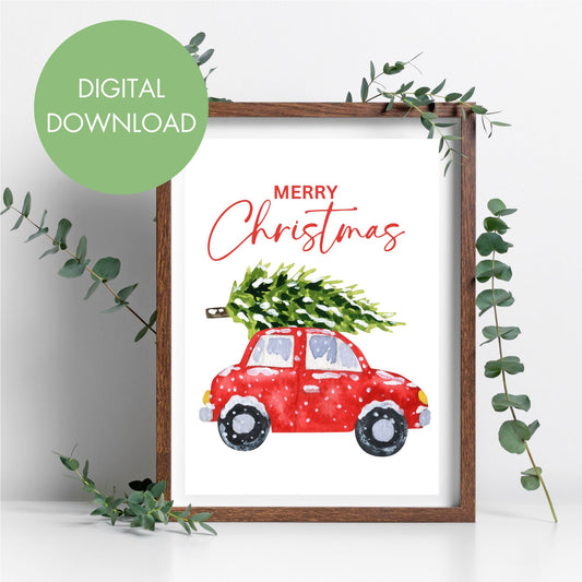 Merry Christmas Car Printable Wall Art