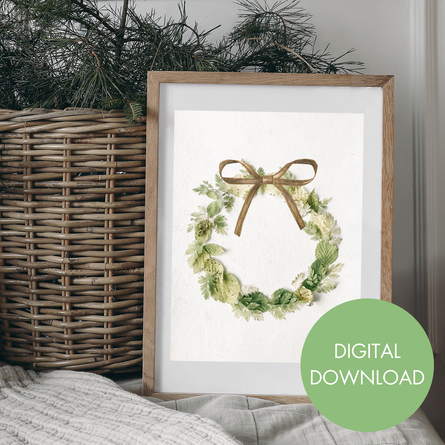 Vintage Wreath Holiday Printable Wall Art