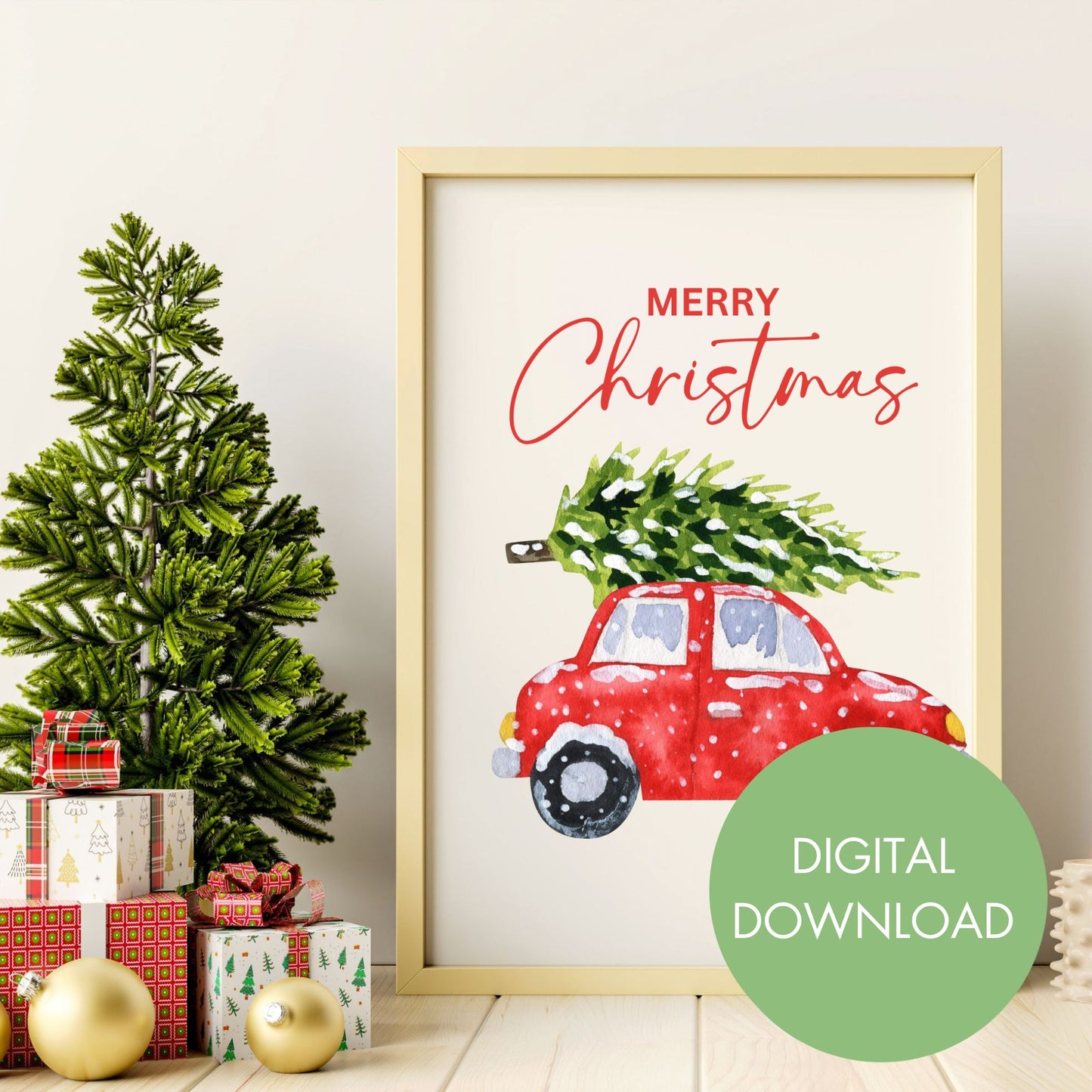 Merry Christmas Car Printable Wall Art