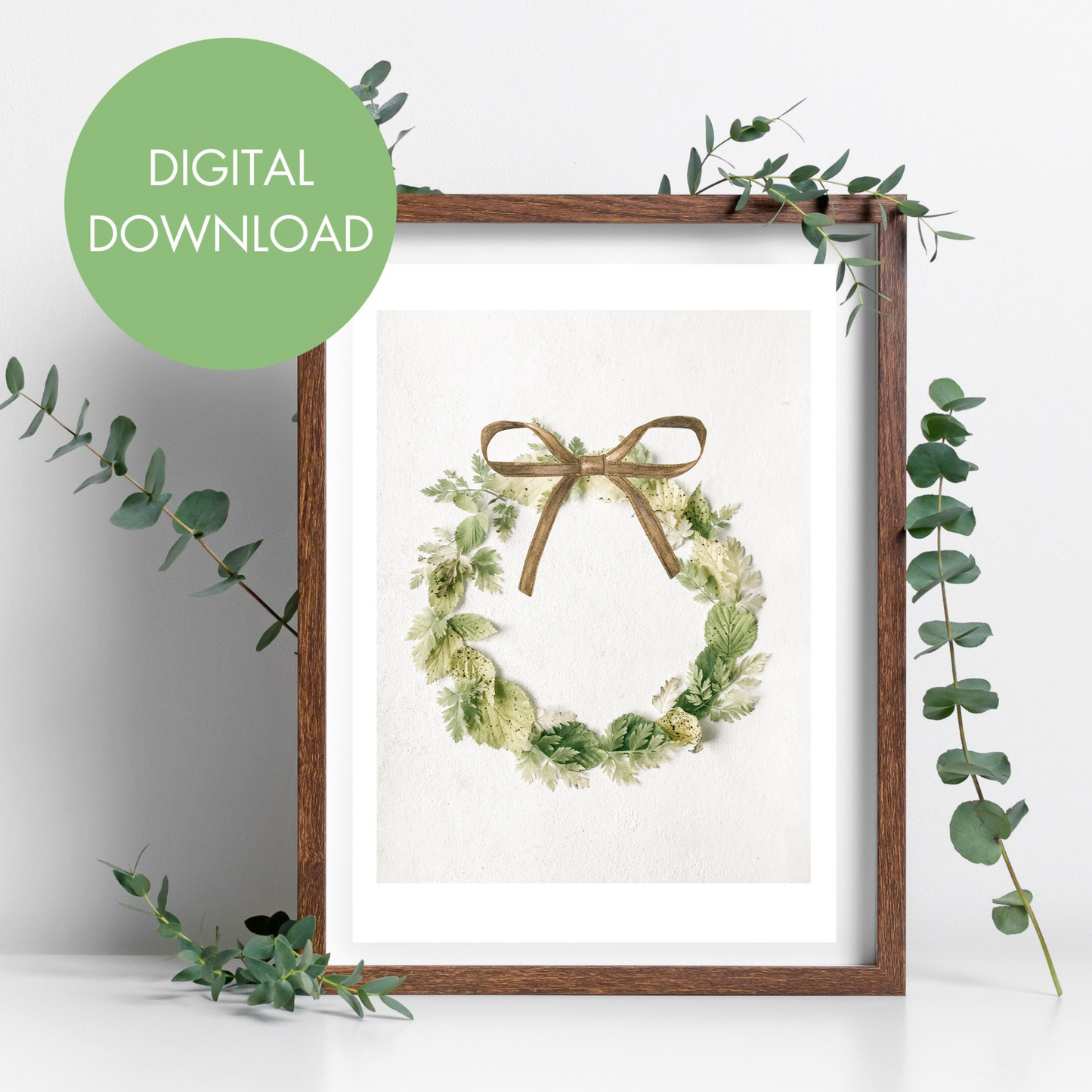 Vintage Wreath Holiday Printable Wall Art
