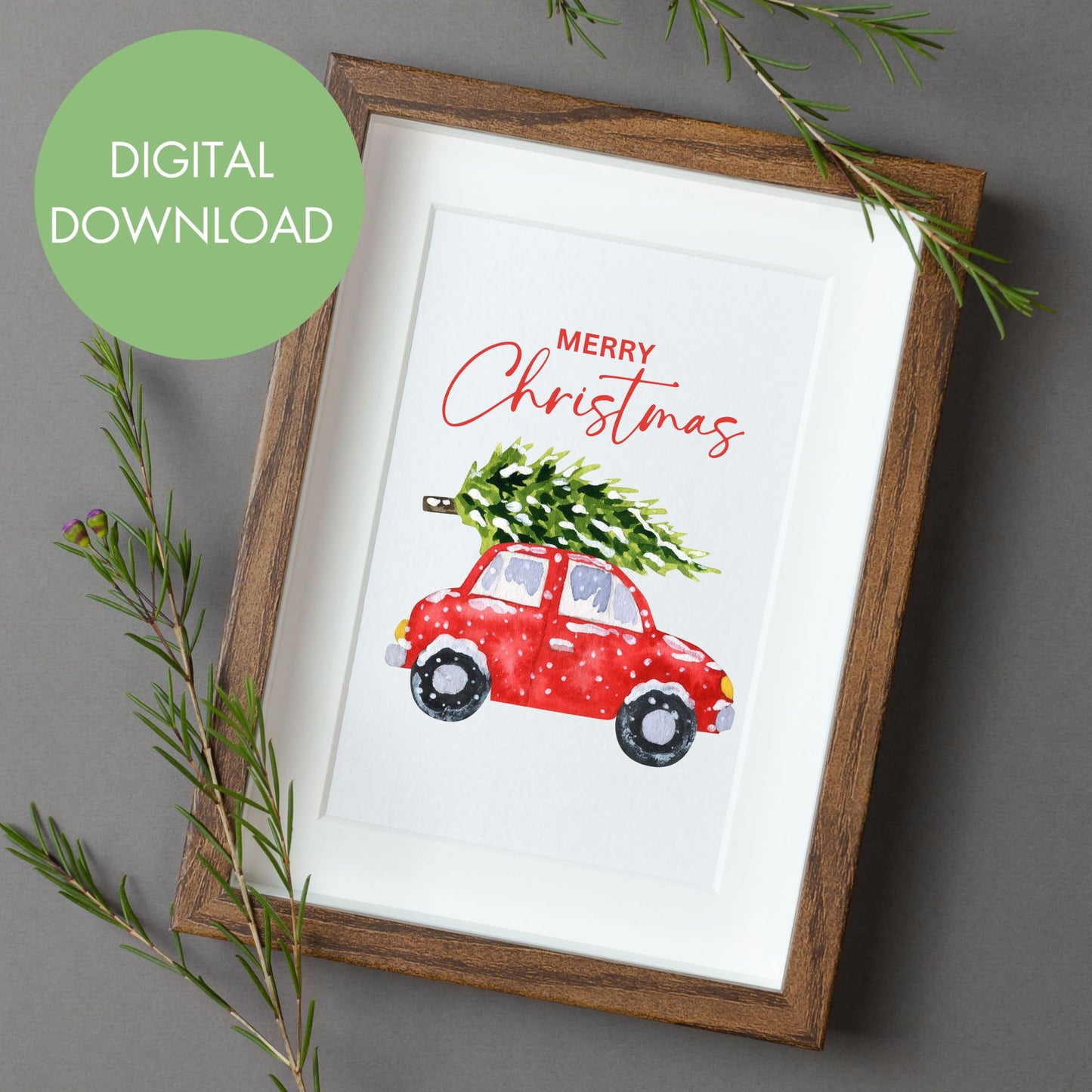Merry Christmas Car Printable Wall Art