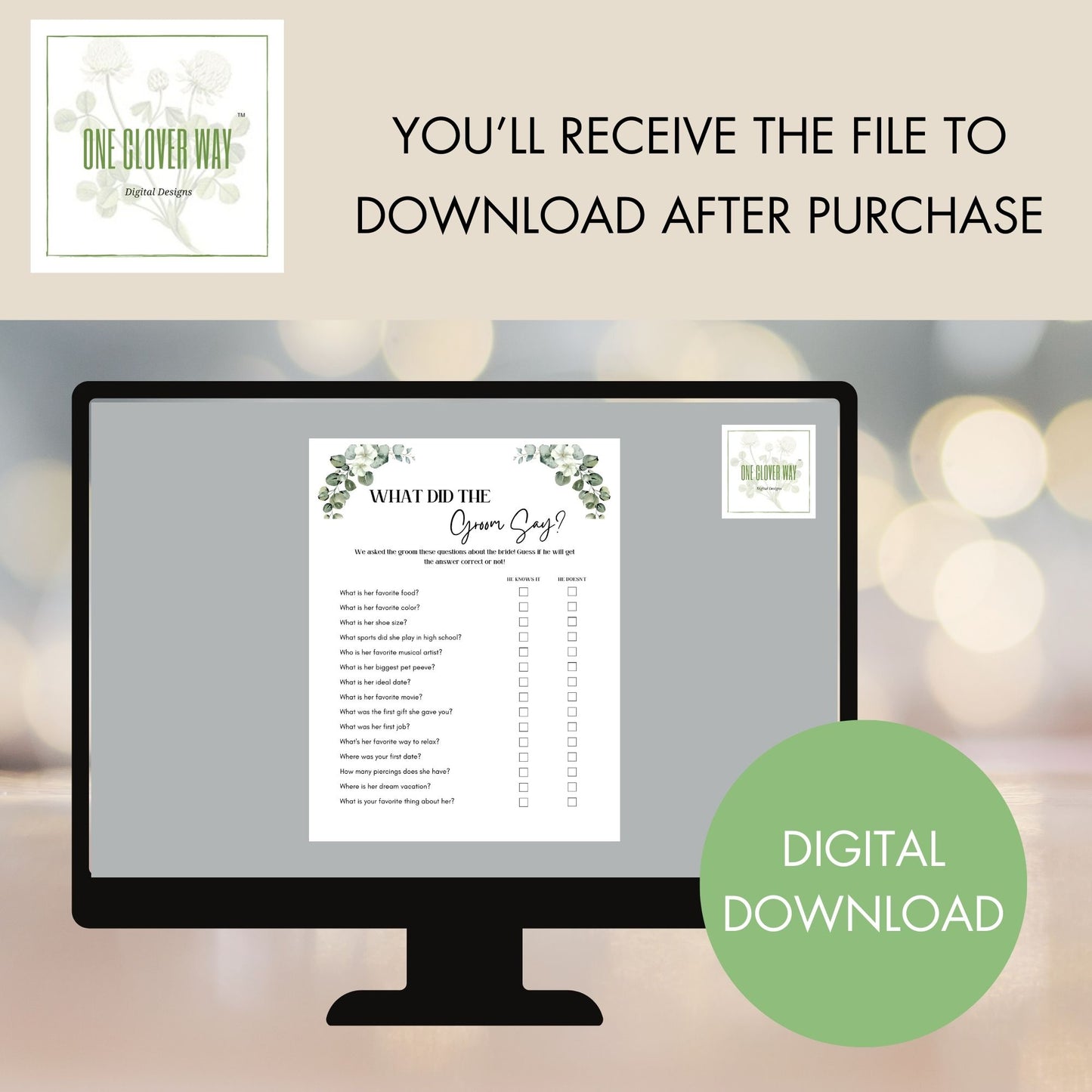 Bridal Party 10 Game Bundle - Digital Download