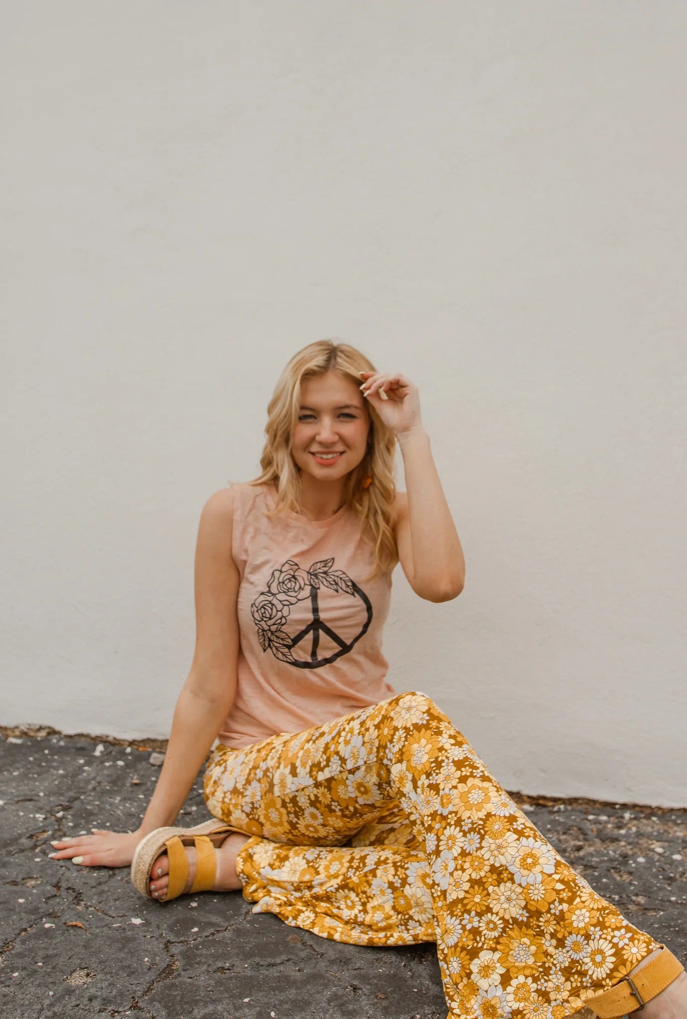 Peace Floral Muscle Tank