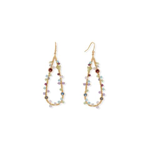 Pear Shaped Beaded Stone Earrings