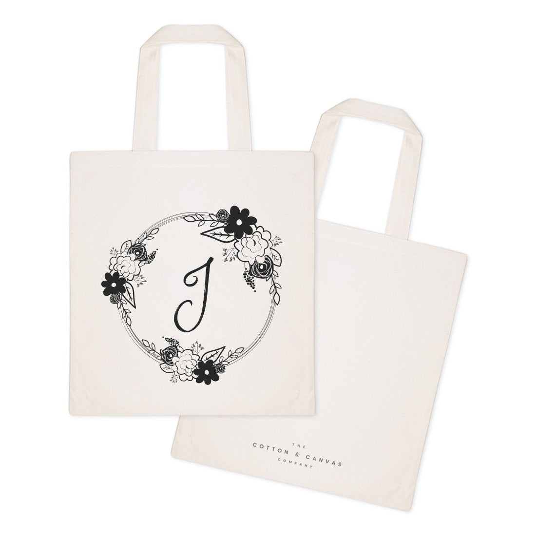 Monogram Floral Cotton Canvas Tote Bag
