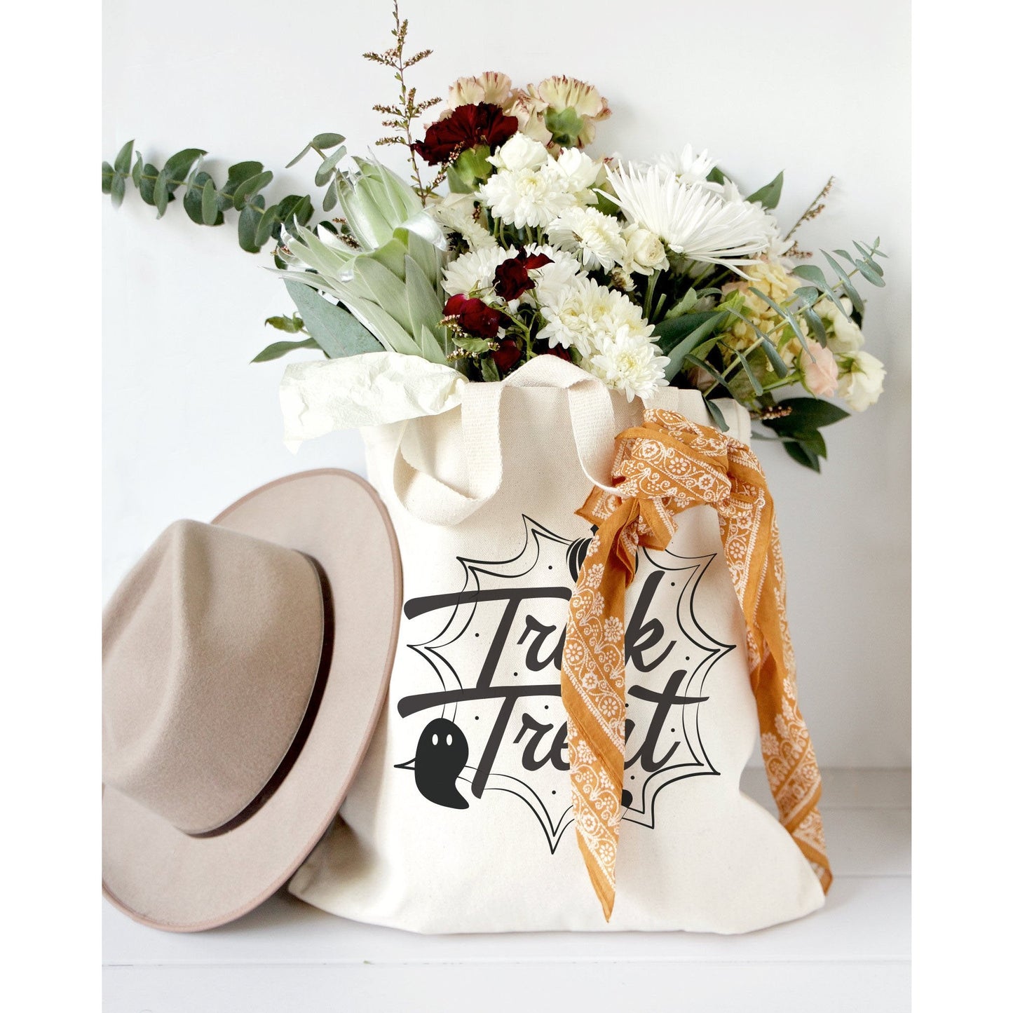 Trick or Treat Halloween Cotton Canvas Tote Bag