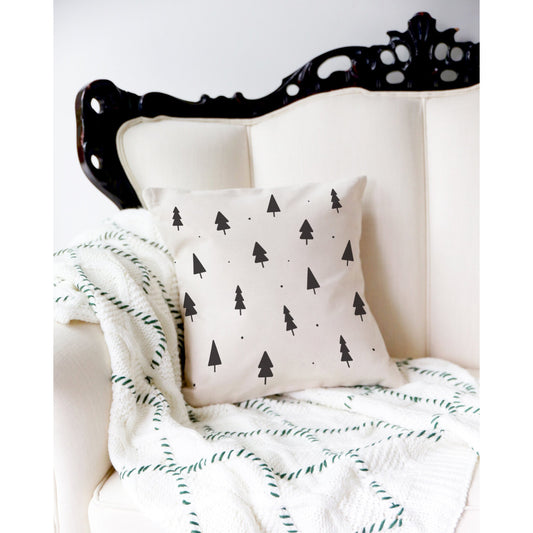 Christmas Trees Cotton Canvas Holiday Pillow Cover