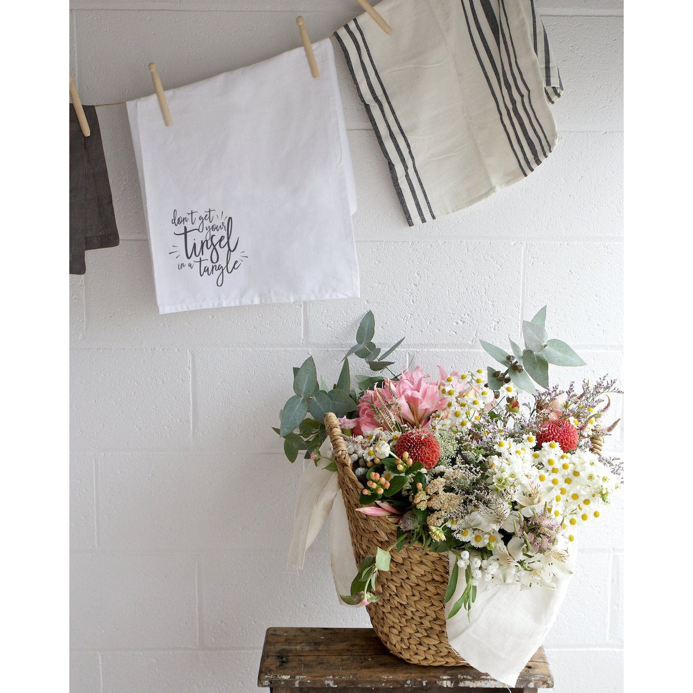 Don't Get Your Tinsel in a Tangle Christmas Kitchen Tea Towel