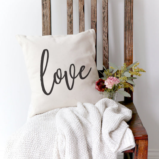 Love Cotton Canvas Pillow Cover