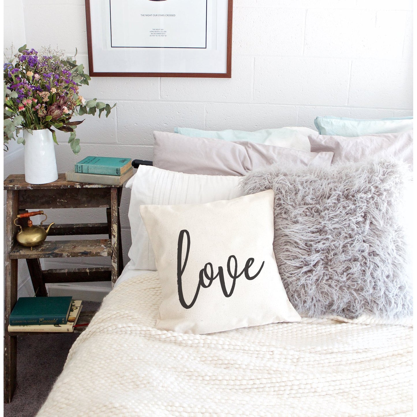 Love Cotton Canvas Pillow Cover