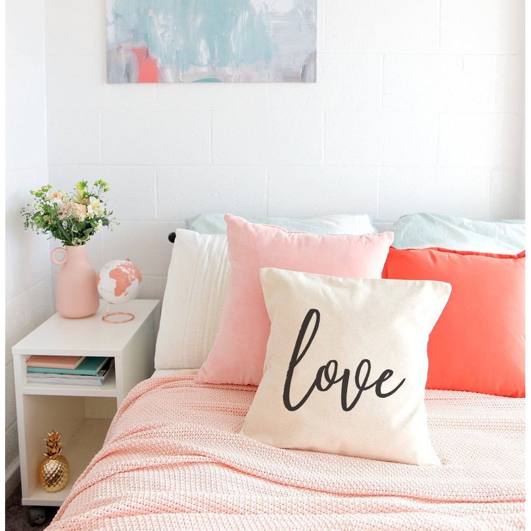 Love Cotton Canvas Pillow Cover