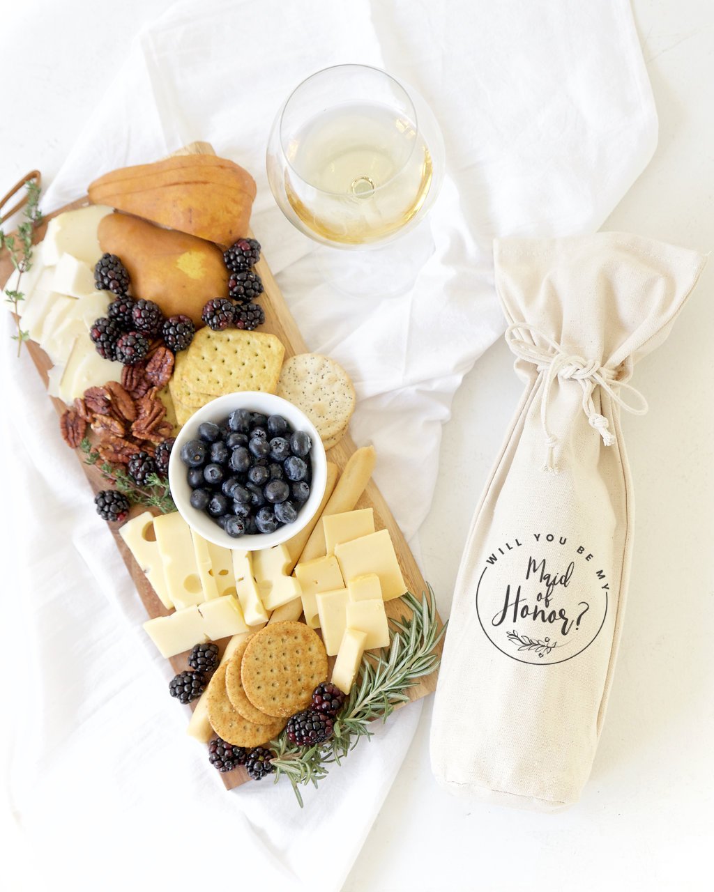 Will You Be My Maid of Honor? Cotton Canvas Wine Bag