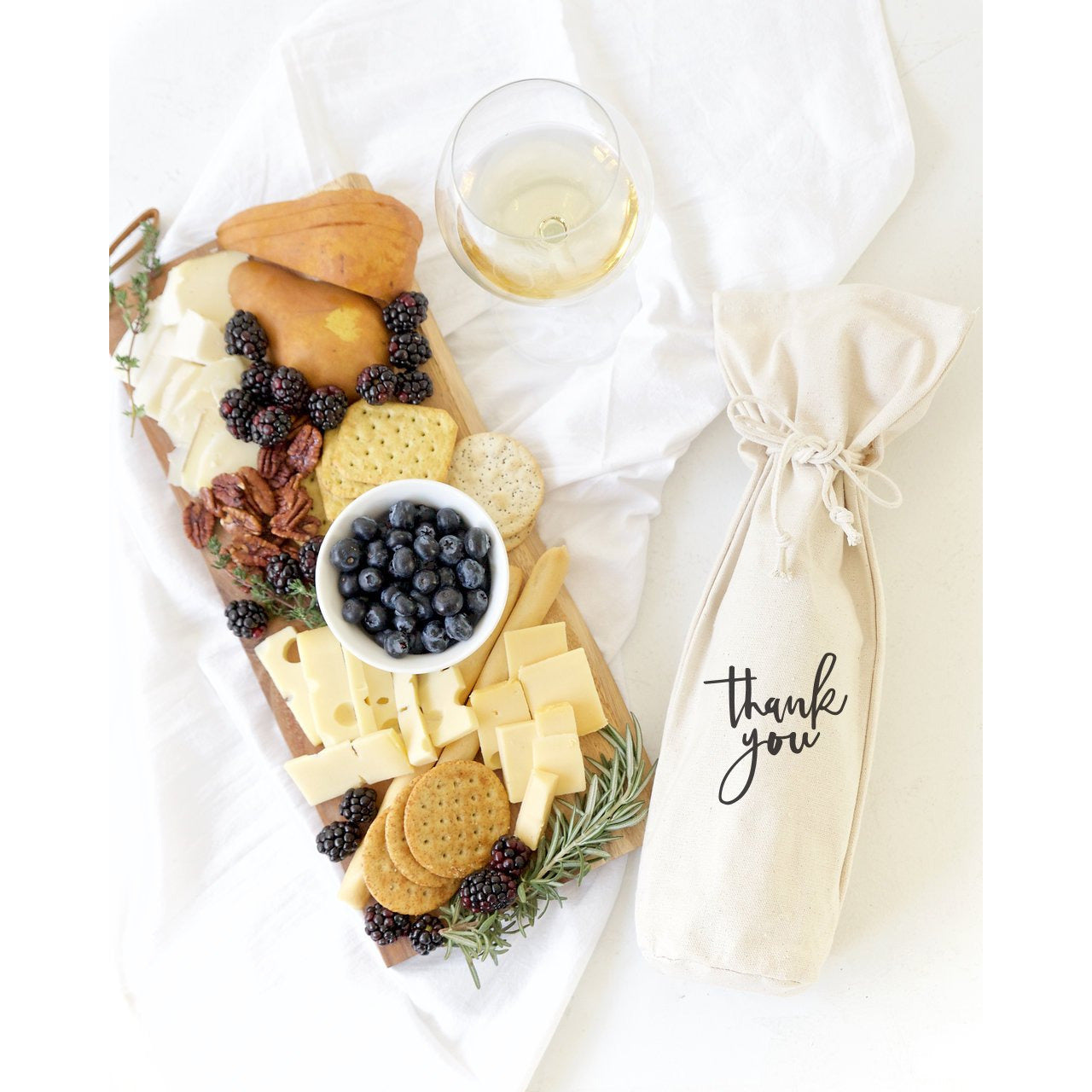 Thank You Cotton Canvas Wine Bag