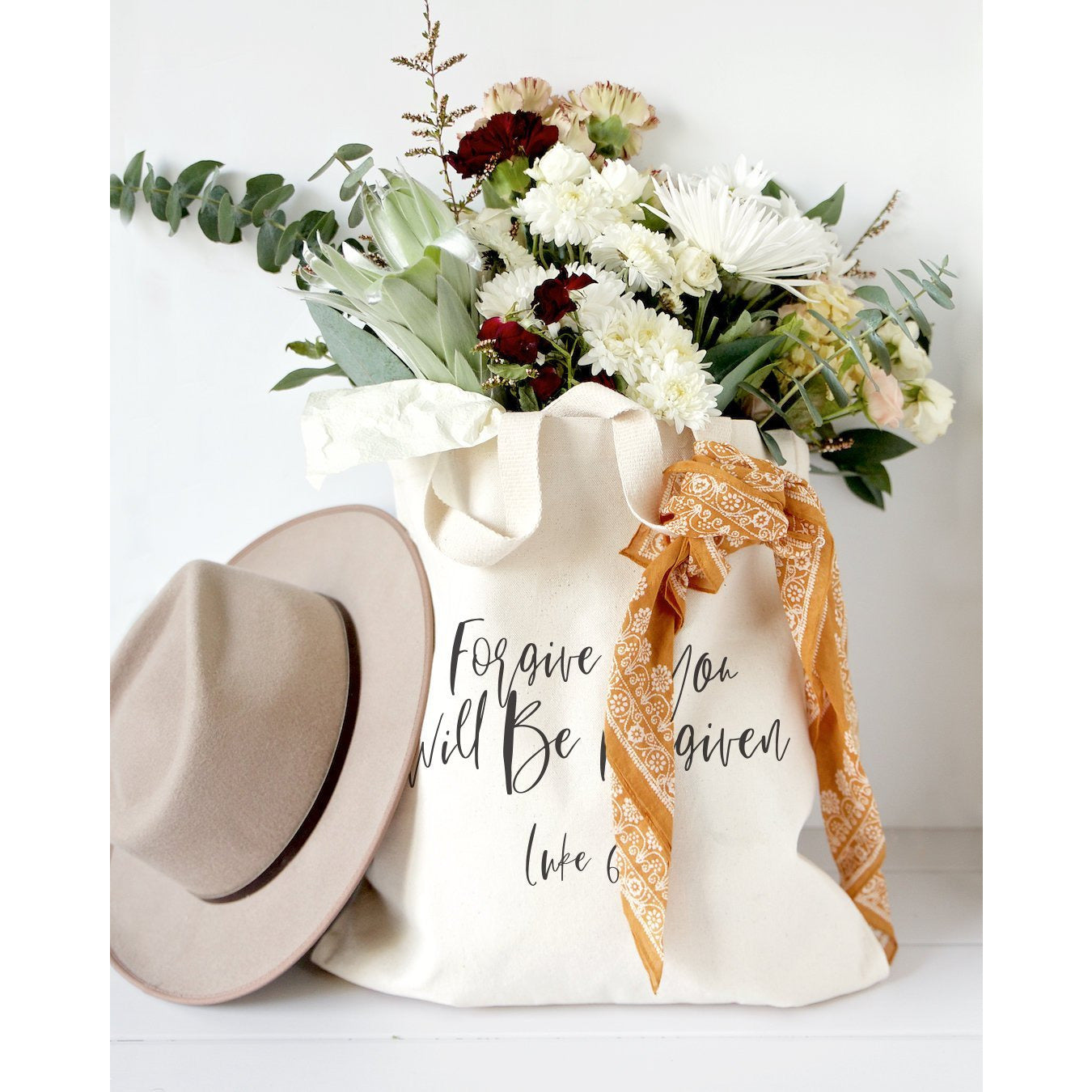Inspired Gift Giving Bible Verse Canvas Tote Bag One Clover Way