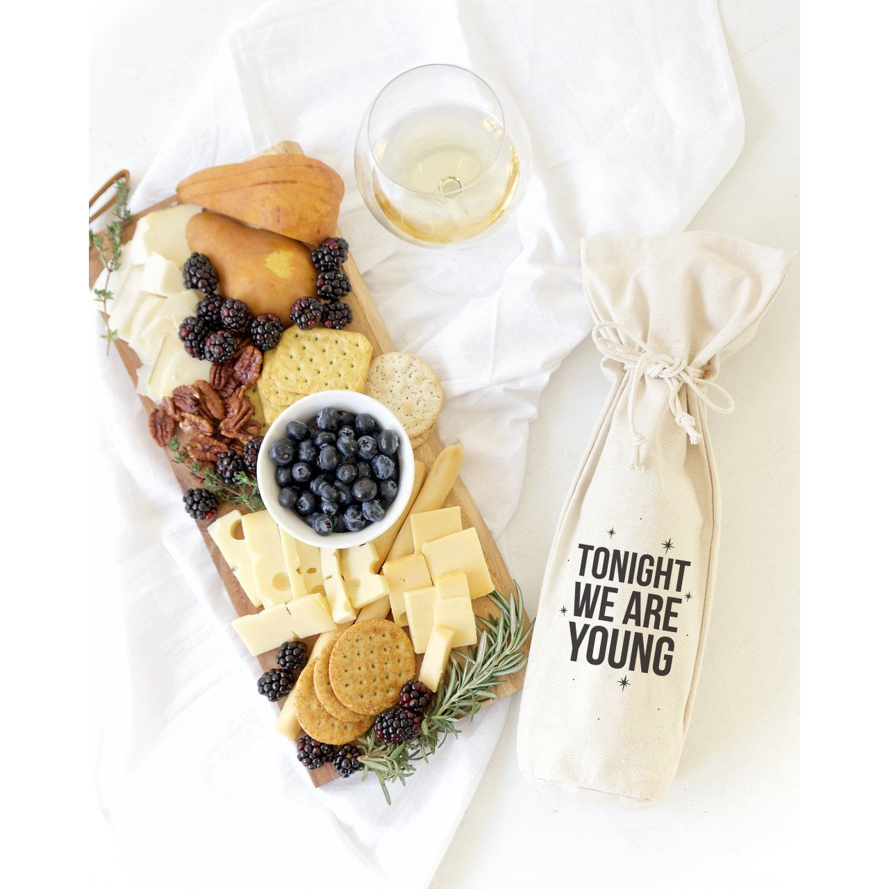 Tonight We Are Young Cotton Canvas Wine Bag