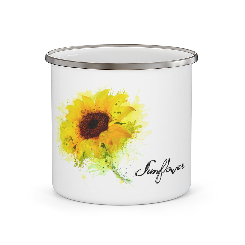 Sunflower Enamel Camping Mug