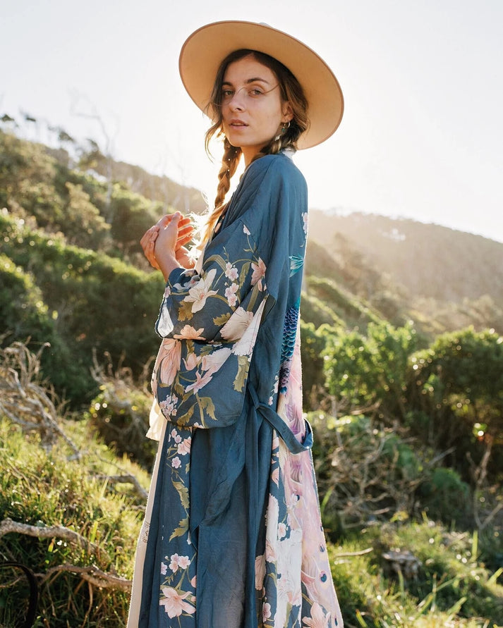 Bohemian Blue Peacock Kimono