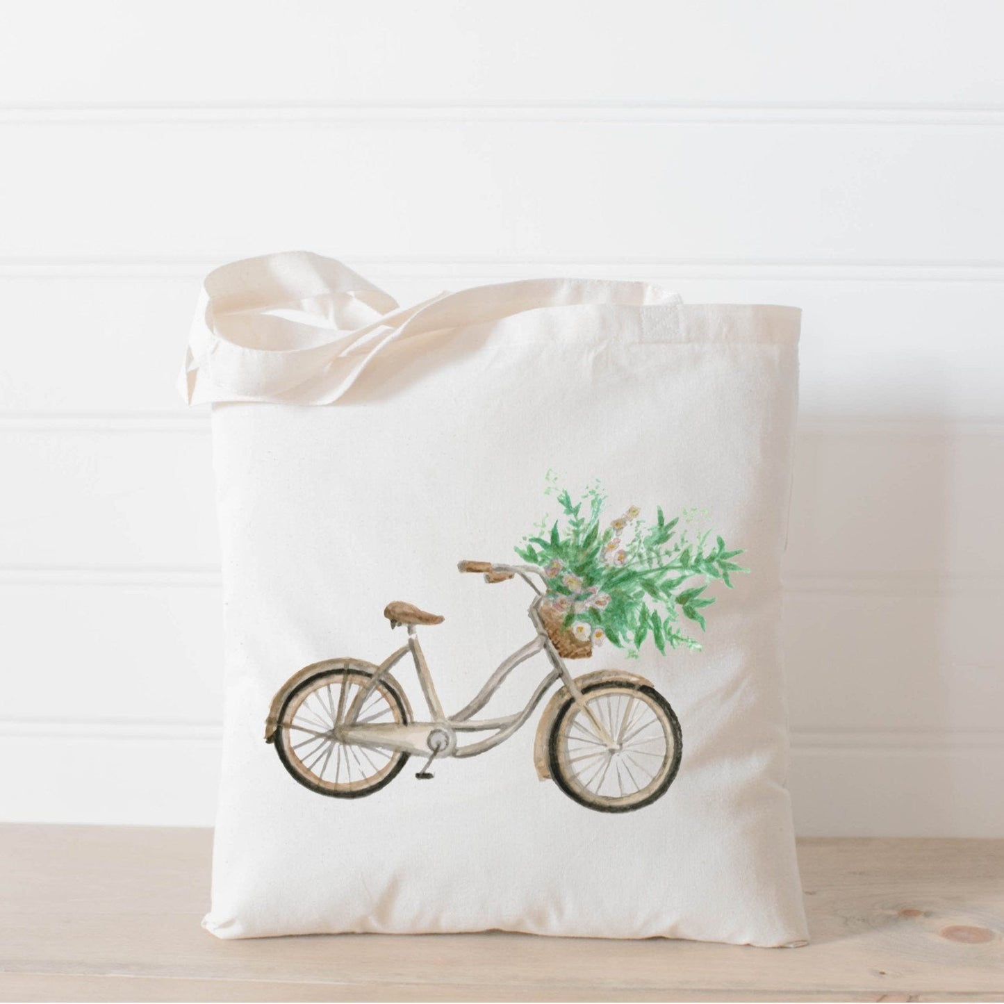 Inspired Gift Giving Watercolor Bike Canvas Tote Bag One Clover Way