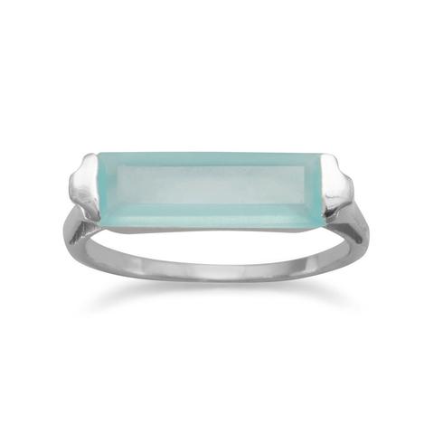 Green Chalcedony Bar Ring