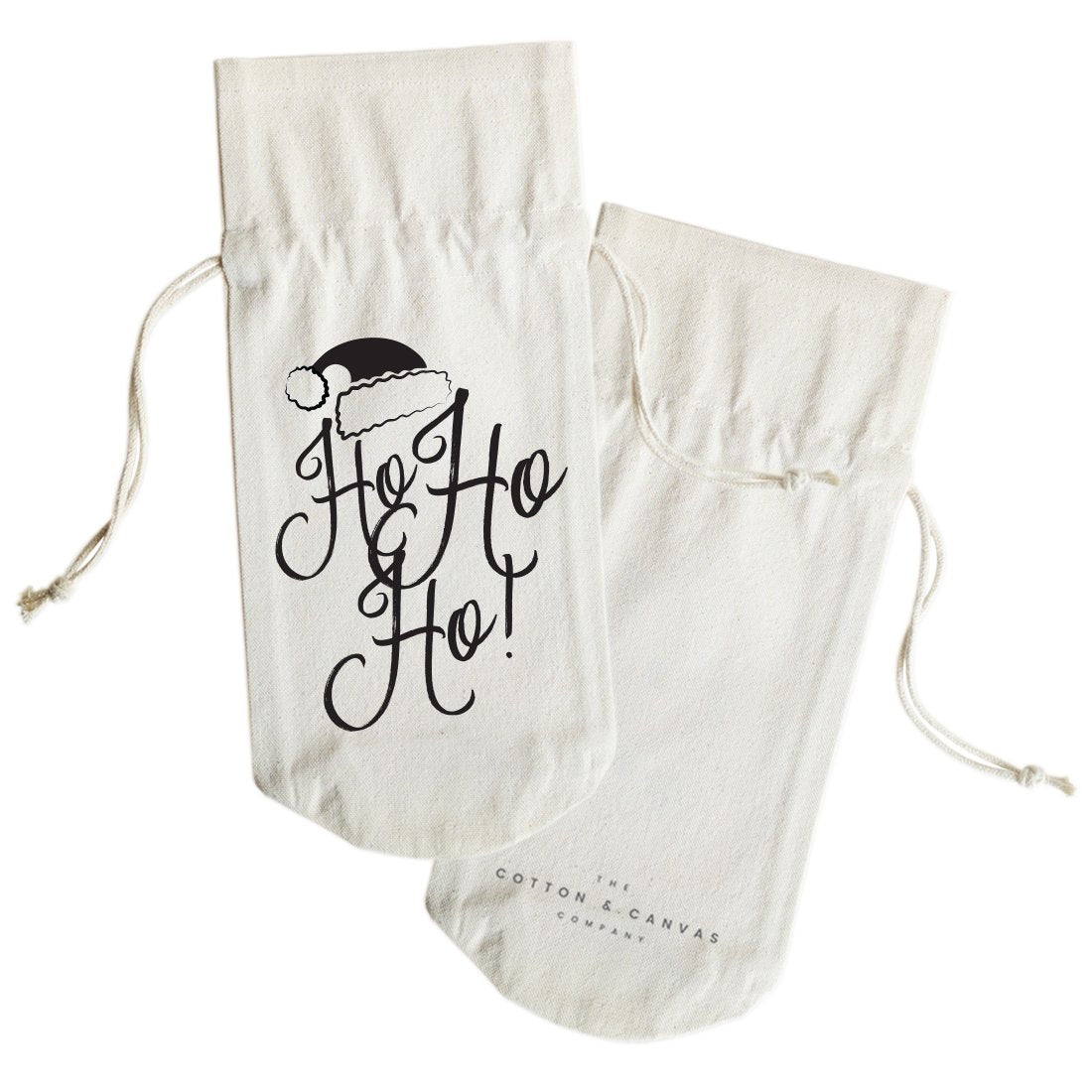 Ho Ho Ho Christmas Cotton Canvas Wine Bag