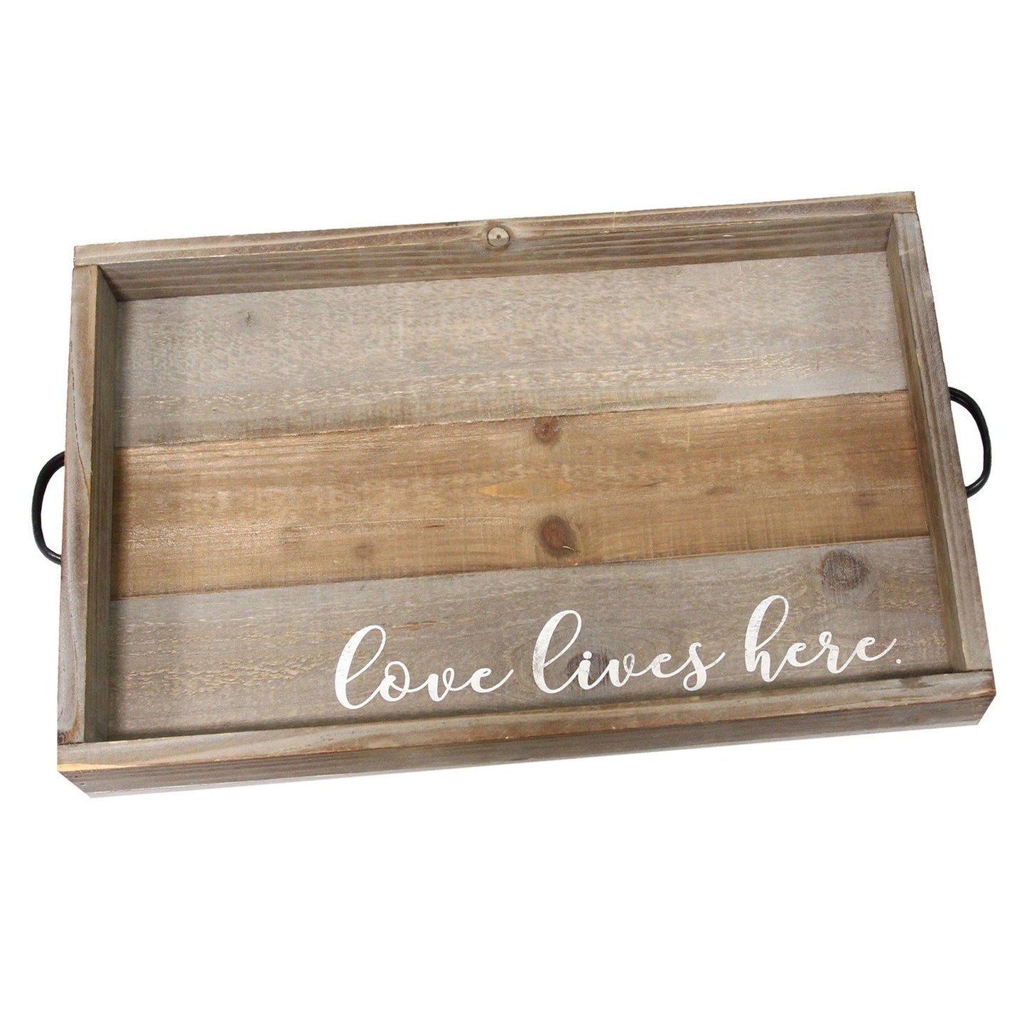Distressed "Love Lives Here" Wood Serving Tray