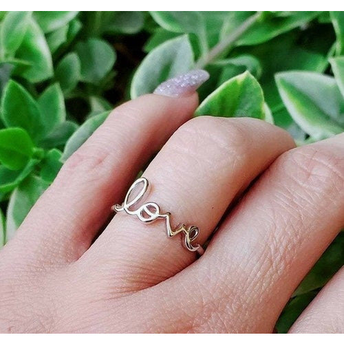 Sterling Silver Script "love" Ring