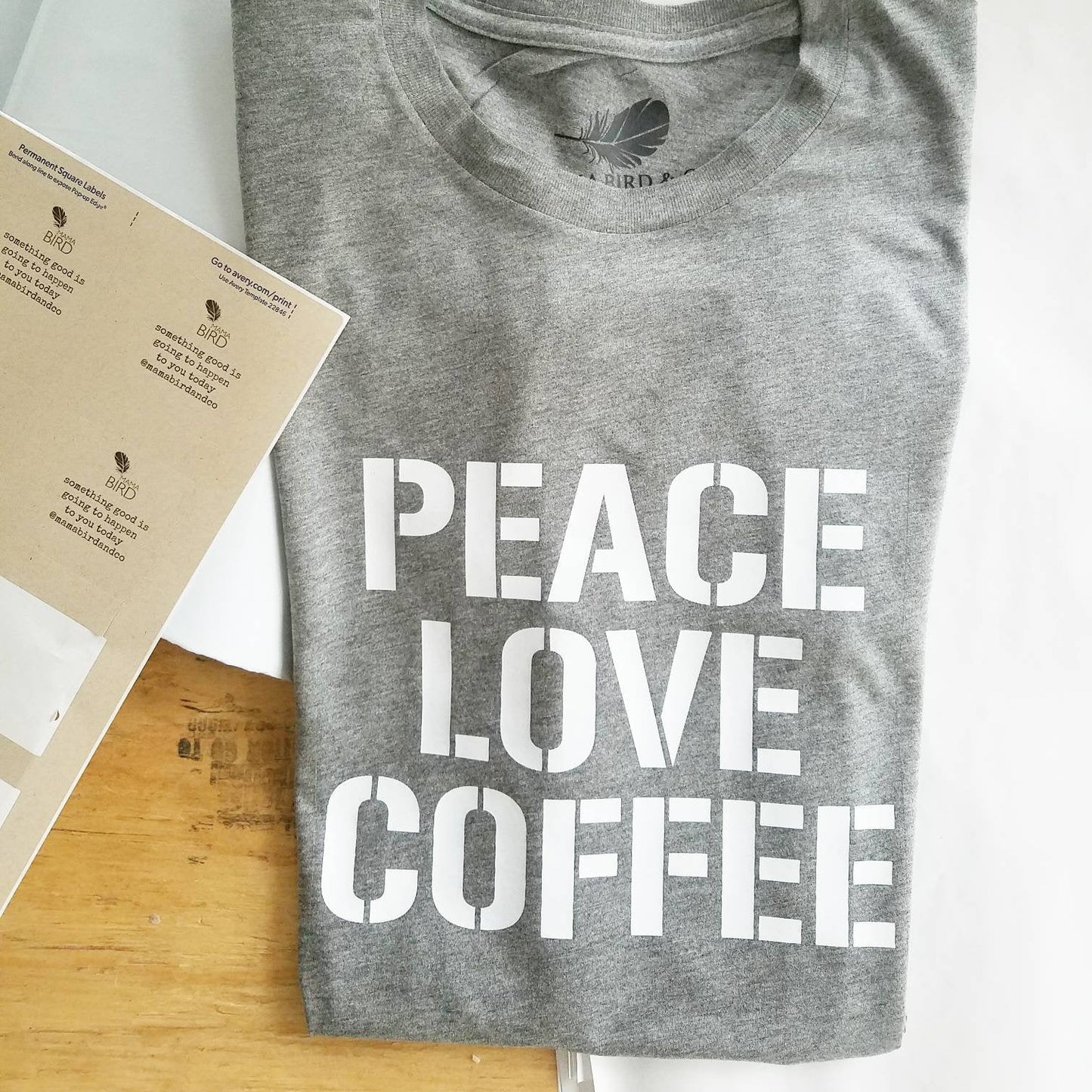 Peace Love Coffee Off-Should Tee