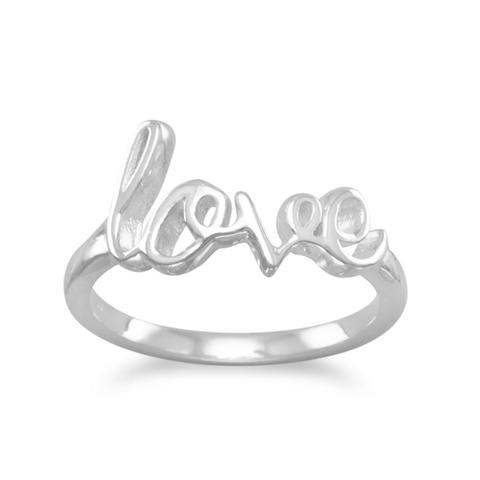 Sterling Silver Script "love" Ring