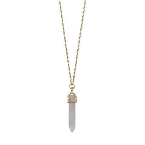 Spike Pencil Cut Gray Moonstone Necklace