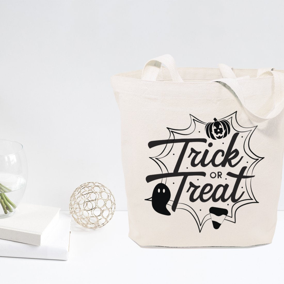 Trick or Treat Halloween Cotton Canvas Tote Bag