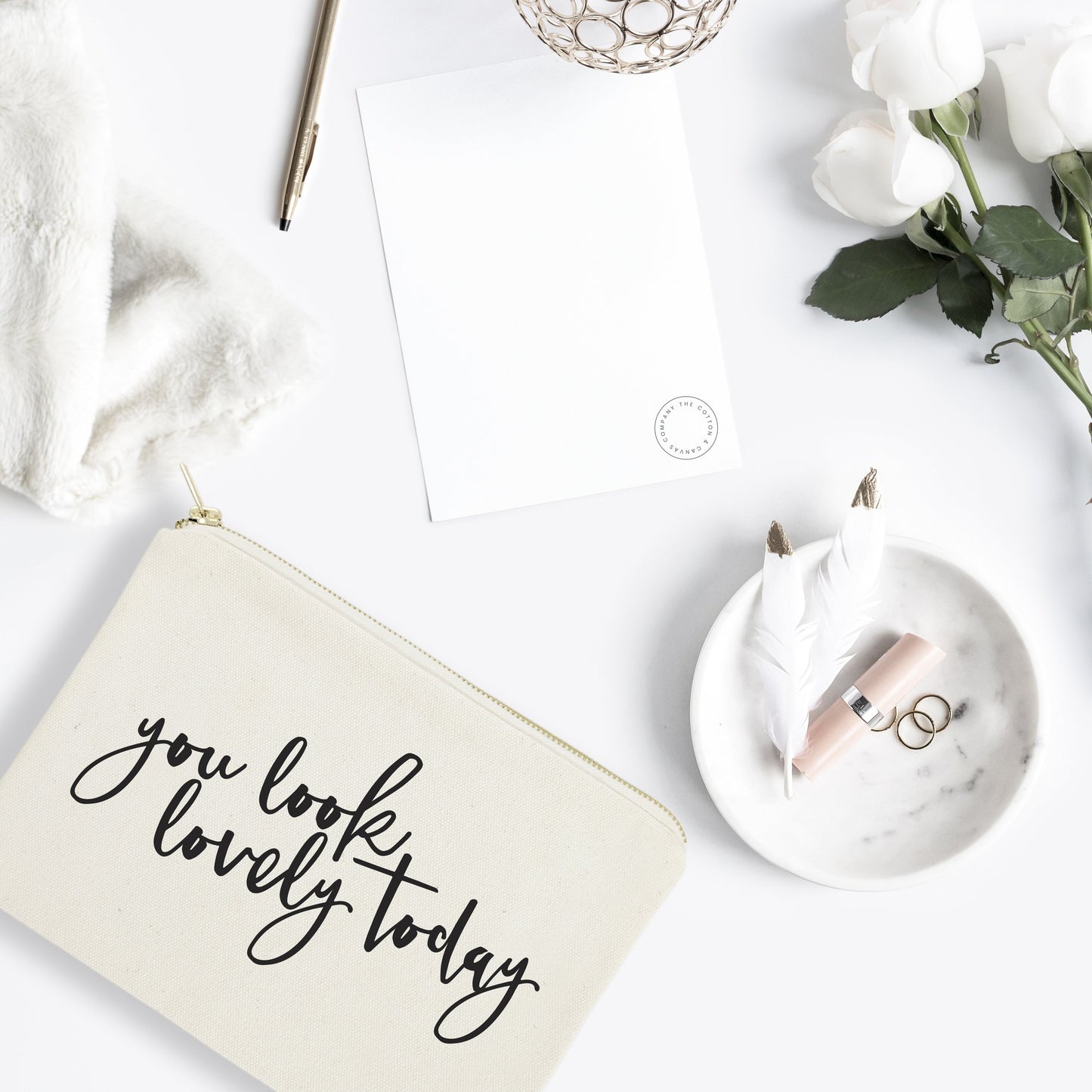You Look Lovely Today Cotton Canvas Cosmetic Bag