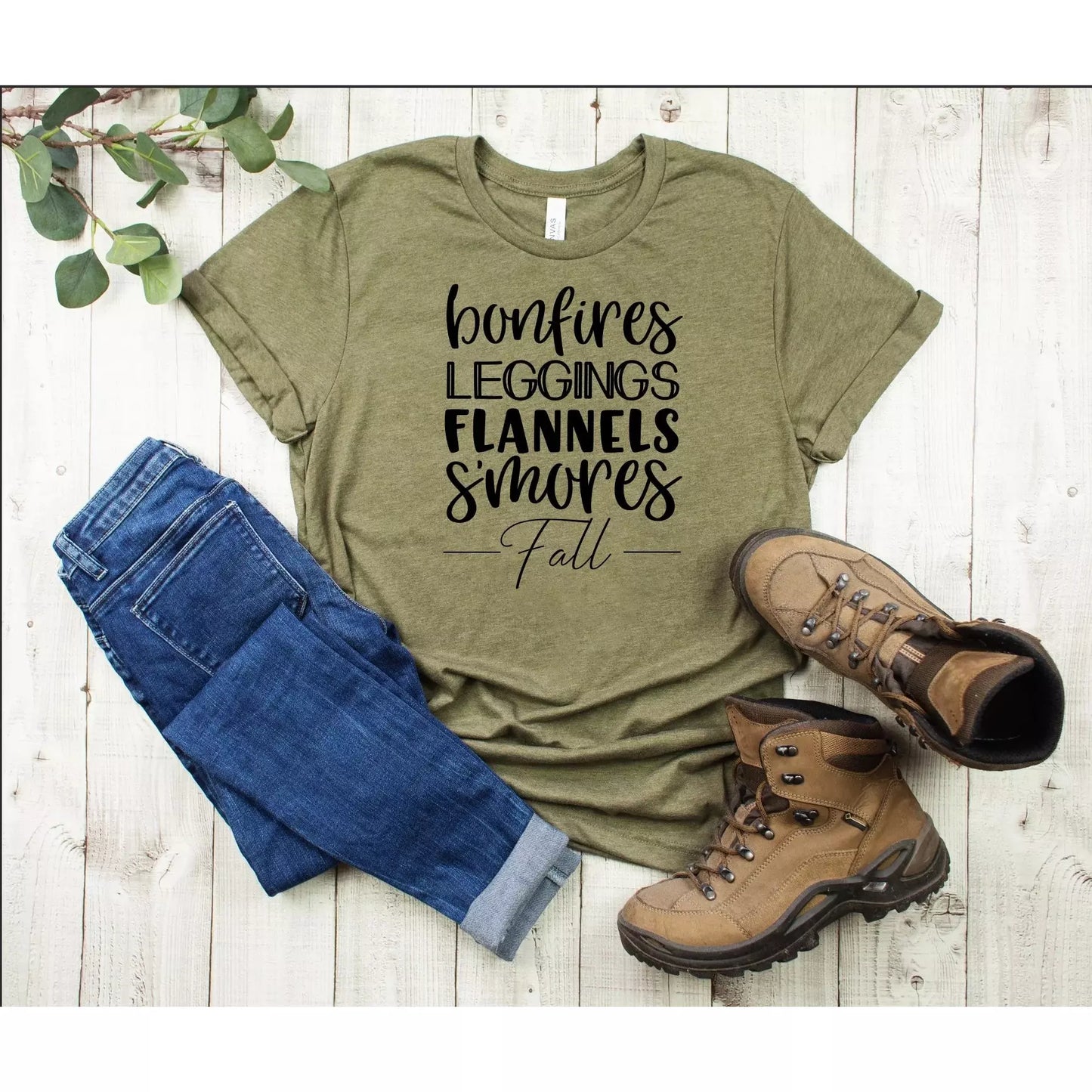 Fall Bonfires Leggings Flannels Smores Tee