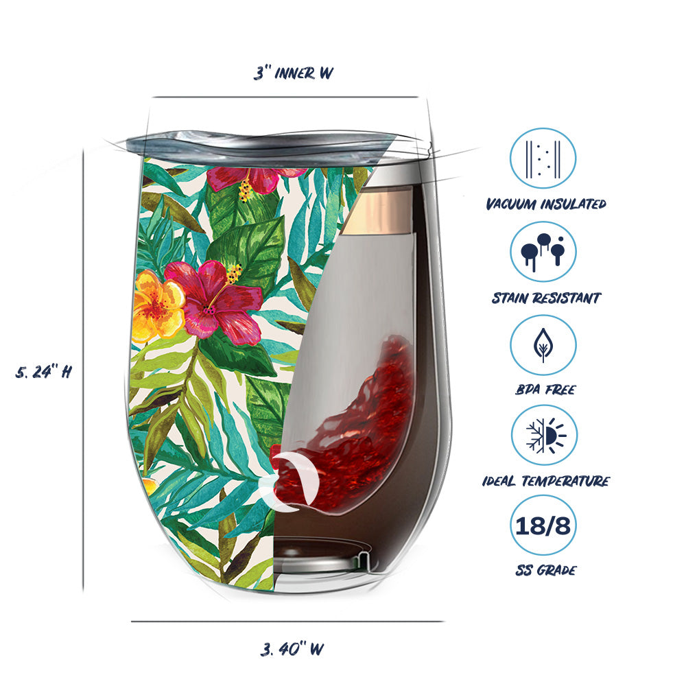 DRINCO® 12oz Insulated Wine Tumbler Glass - Tropical Hues