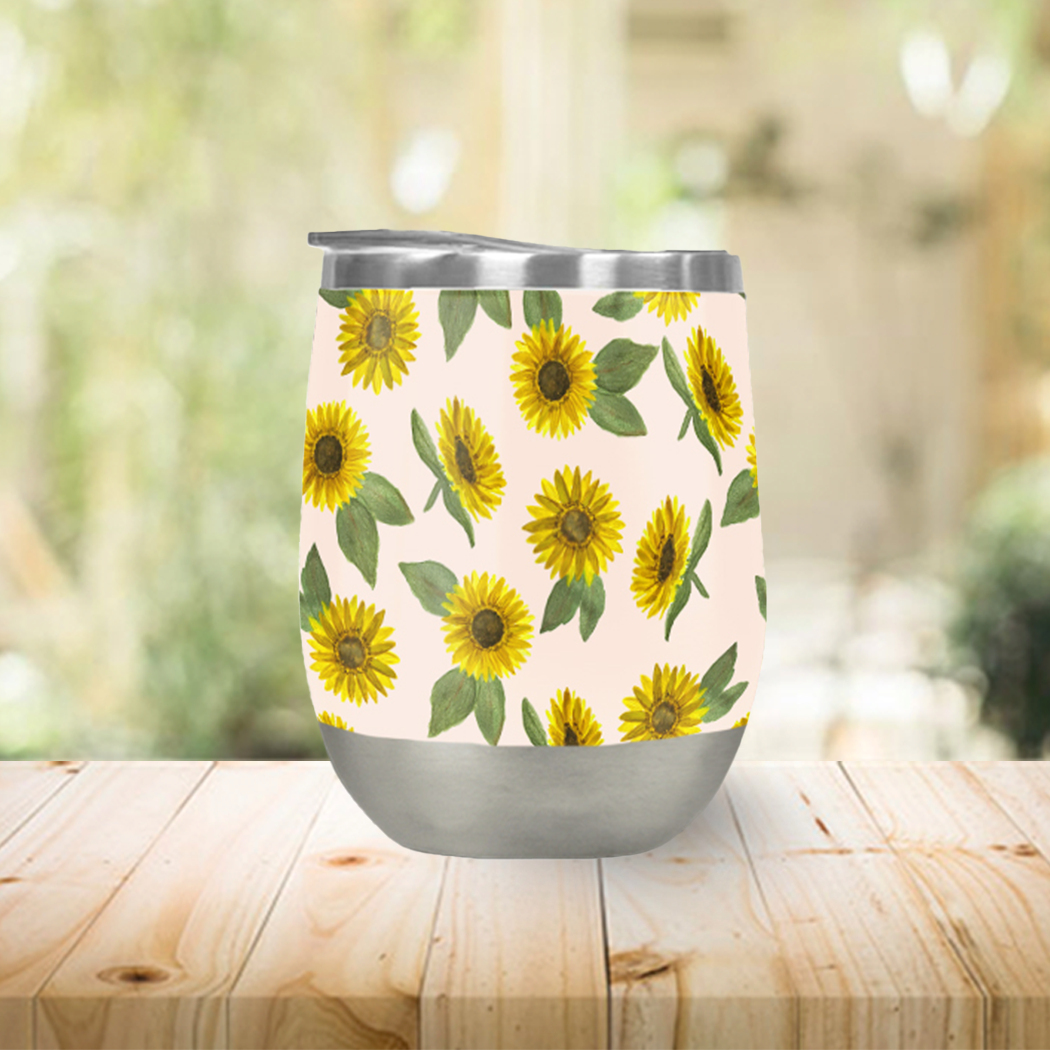 Sunflower Watercolor Wine Tumbler