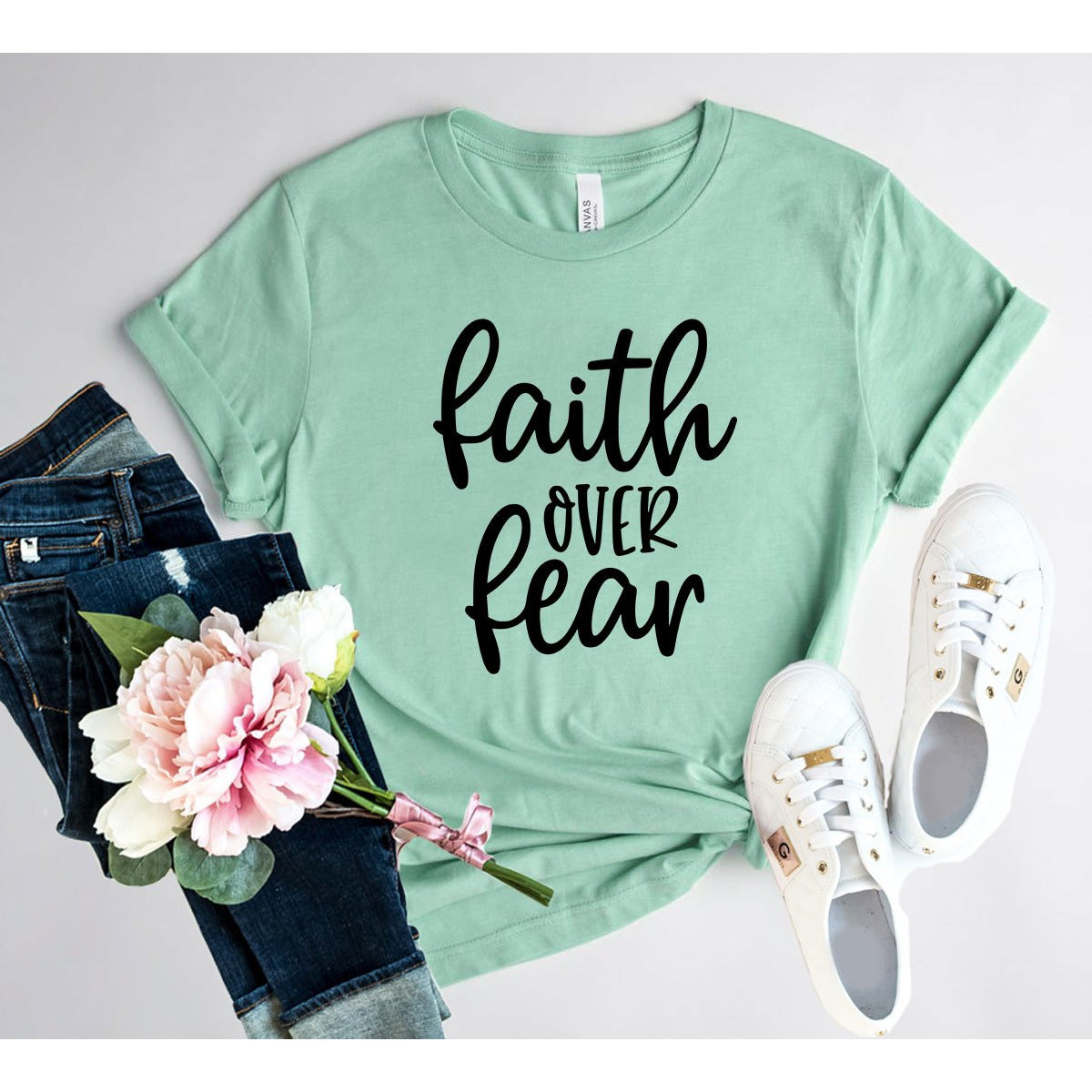 Inspirational Apparel Faith Over Fear T-Shirt One Clover Way