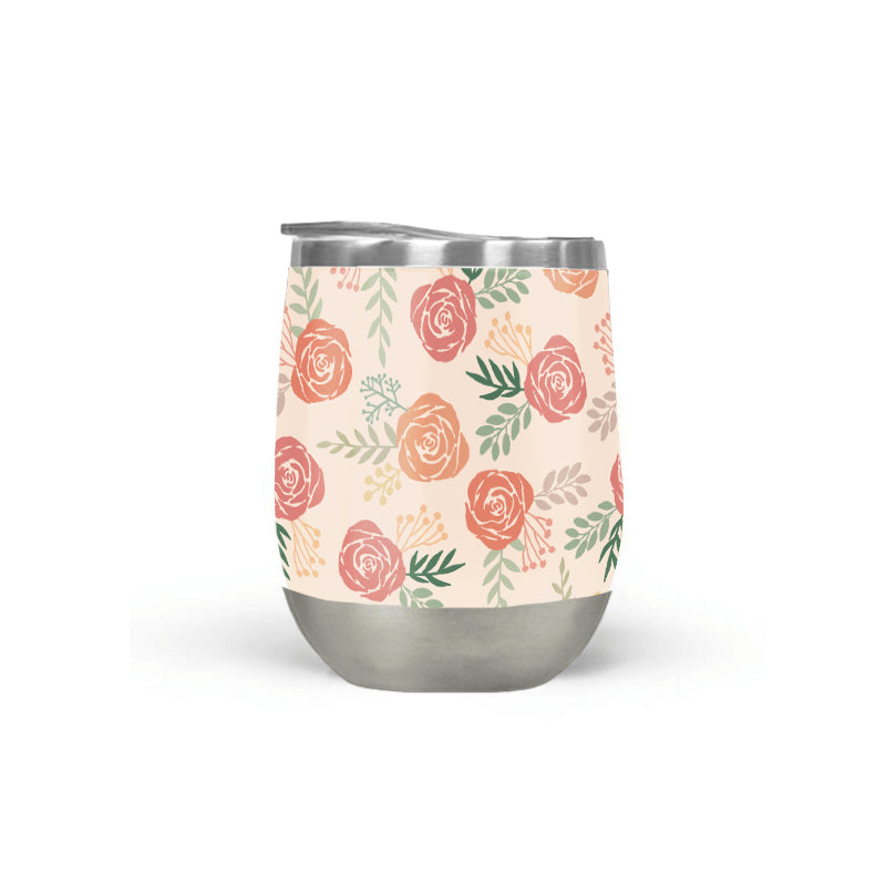 Warm Floral Wine Tumbler