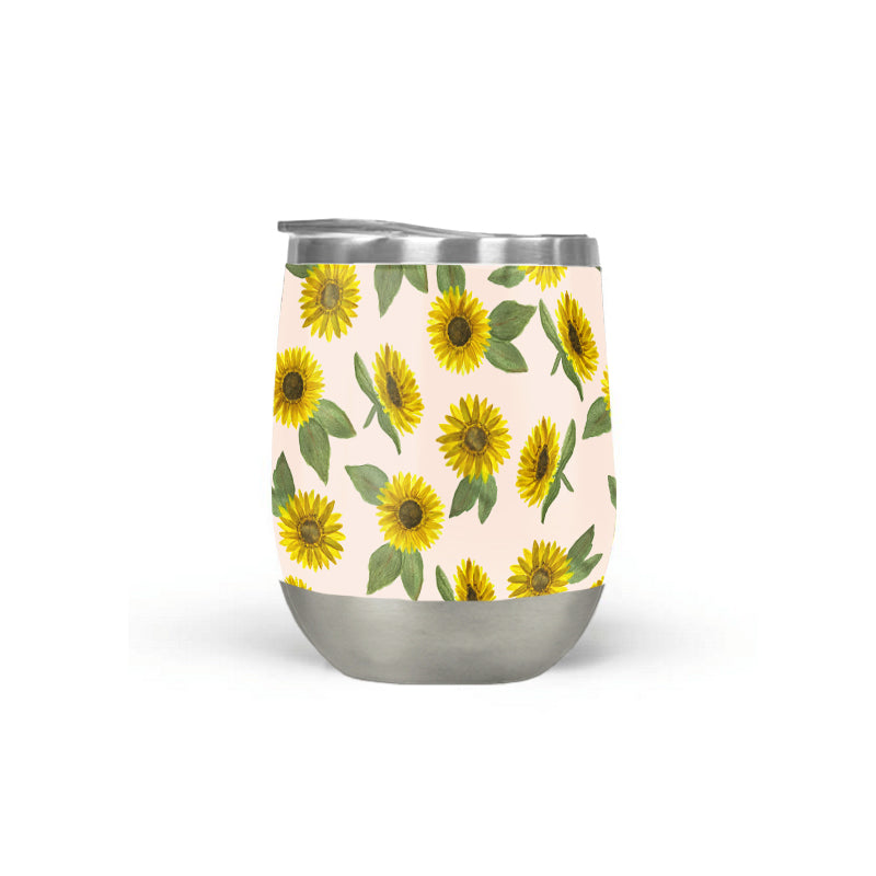 Sunflower Watercolor Wine Tumbler
