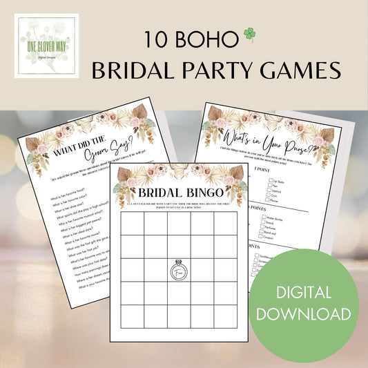 Boho Bridal Party Games Printables - 10 Games Bundle