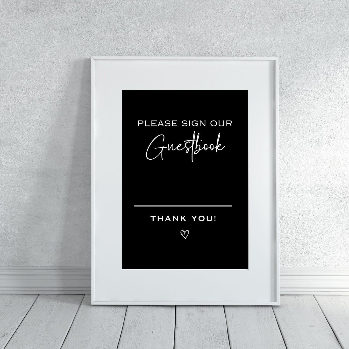 DIY Wedding Printable - Guestbook Sign with Black Background