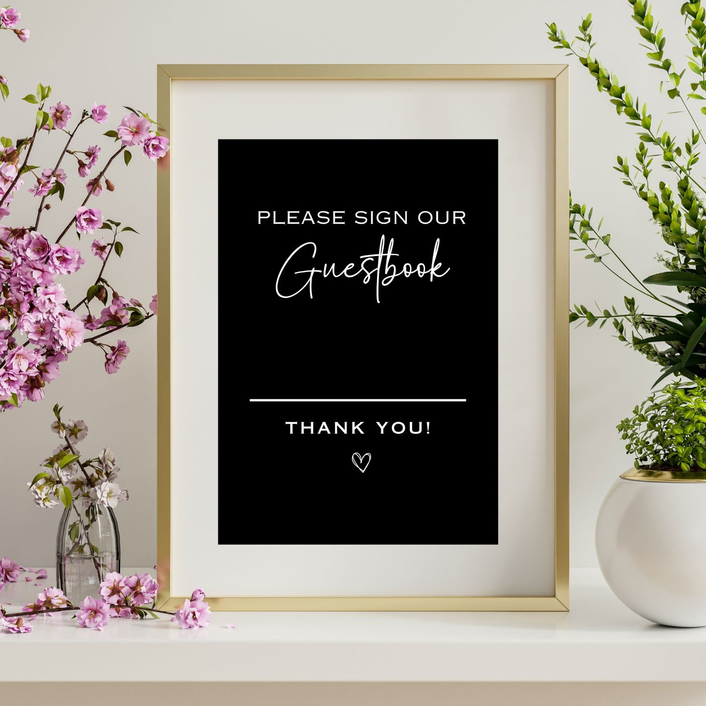 DIY Wedding Printable - Guestbook Sign with Black Background