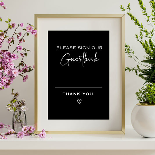 DIY Wedding Printable - Guestbook Sign with Black Background