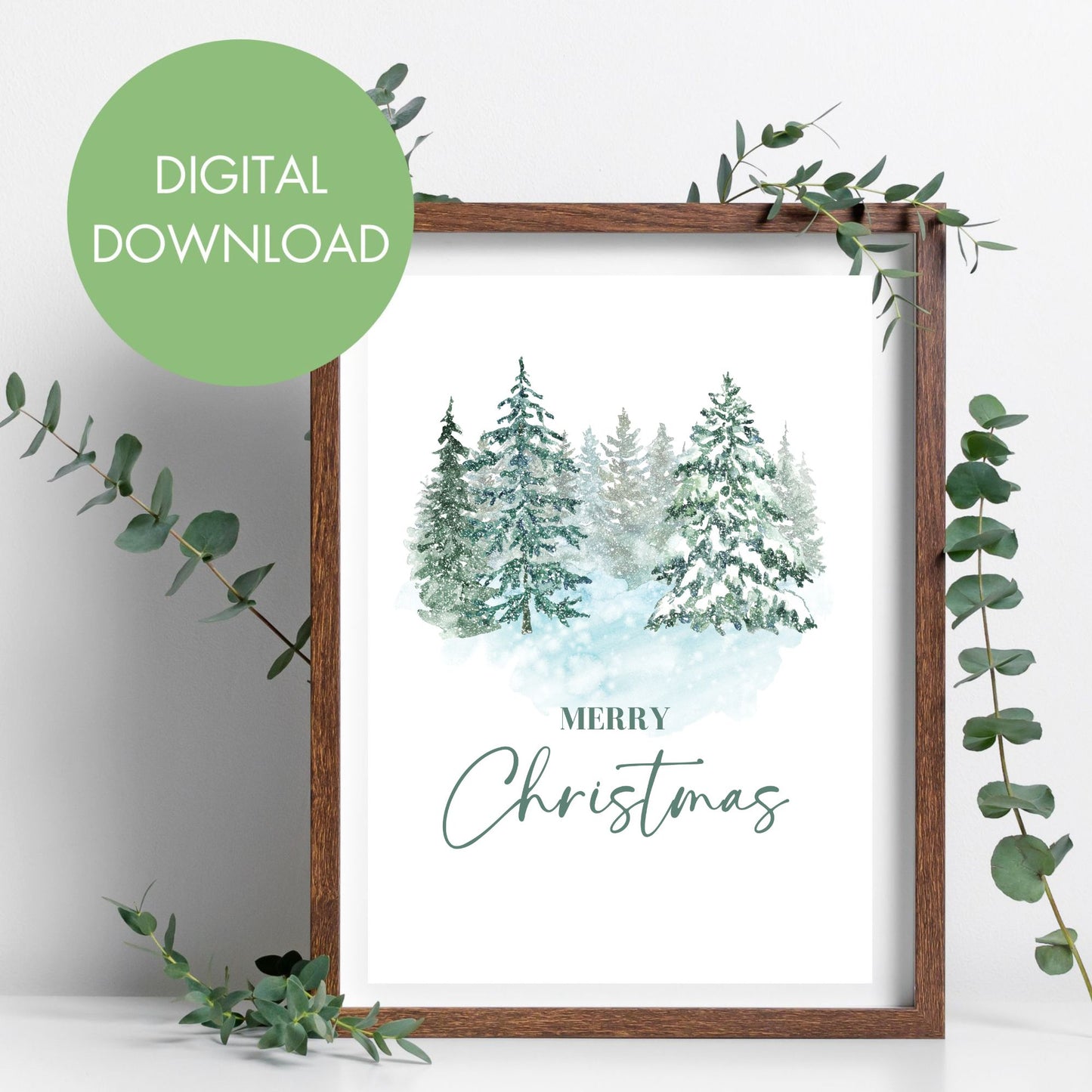 Merry Christmas Trees Printable Wall Art