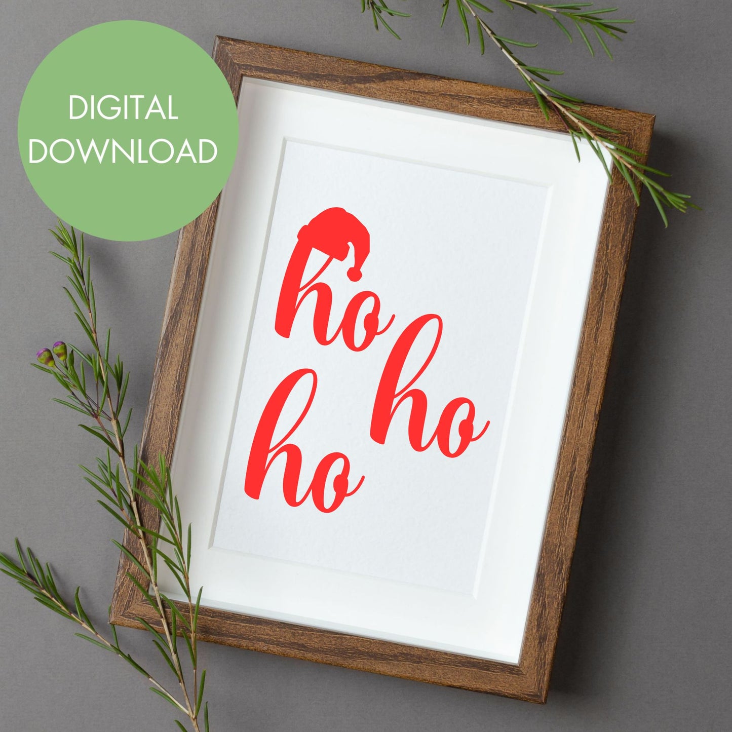 Santa Hat Ho Ho Ho Christmas Printable Wall Art