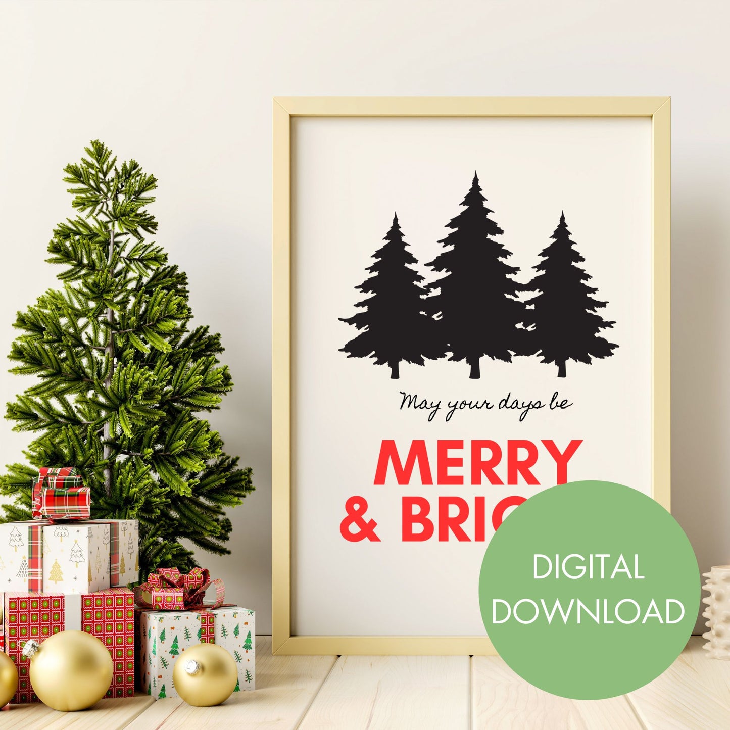 Merry and Bright Printable Wall Art