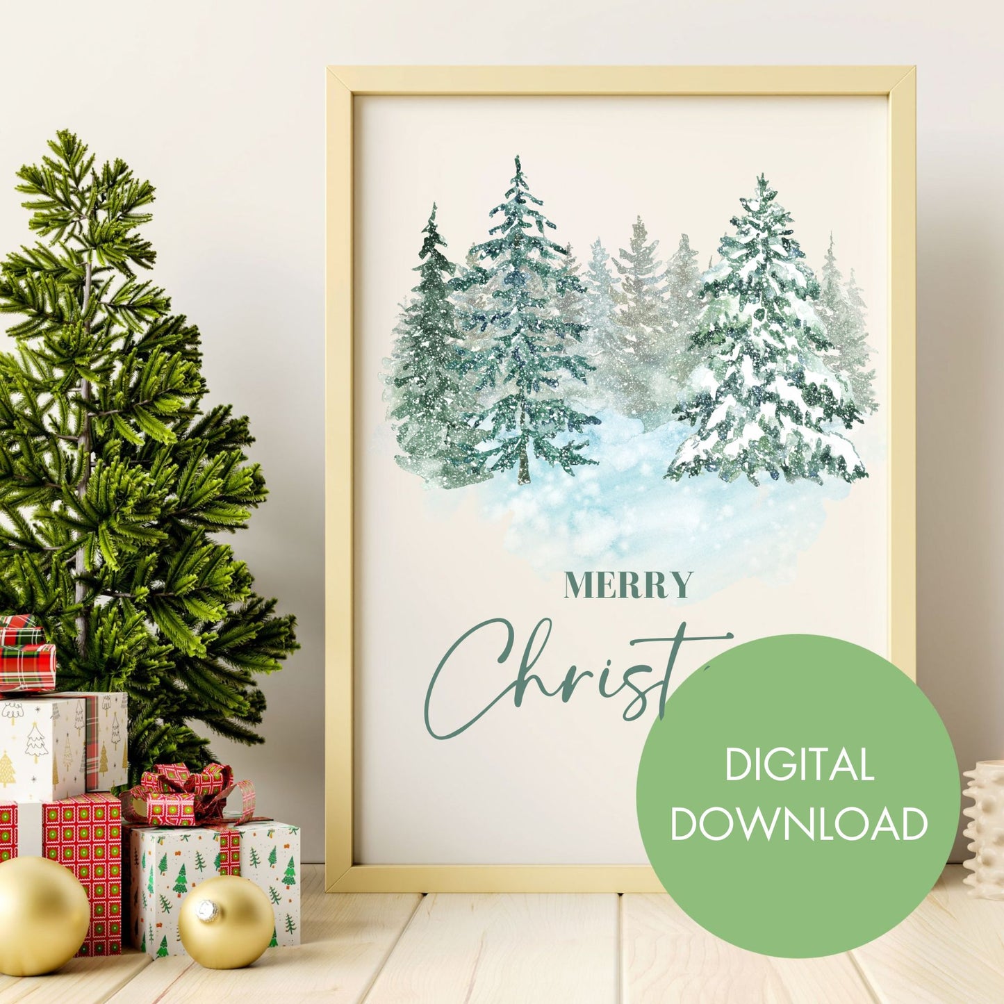 Merry Christmas Trees Printable Wall Art