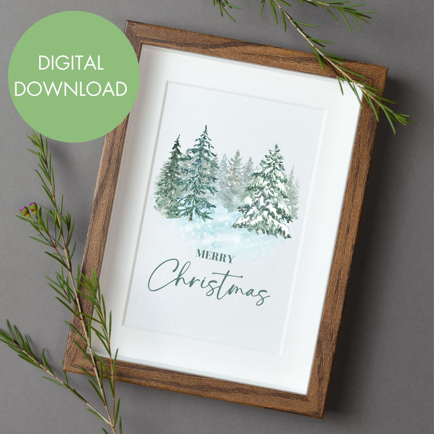 Merry Christmas Trees Printable Wall Art