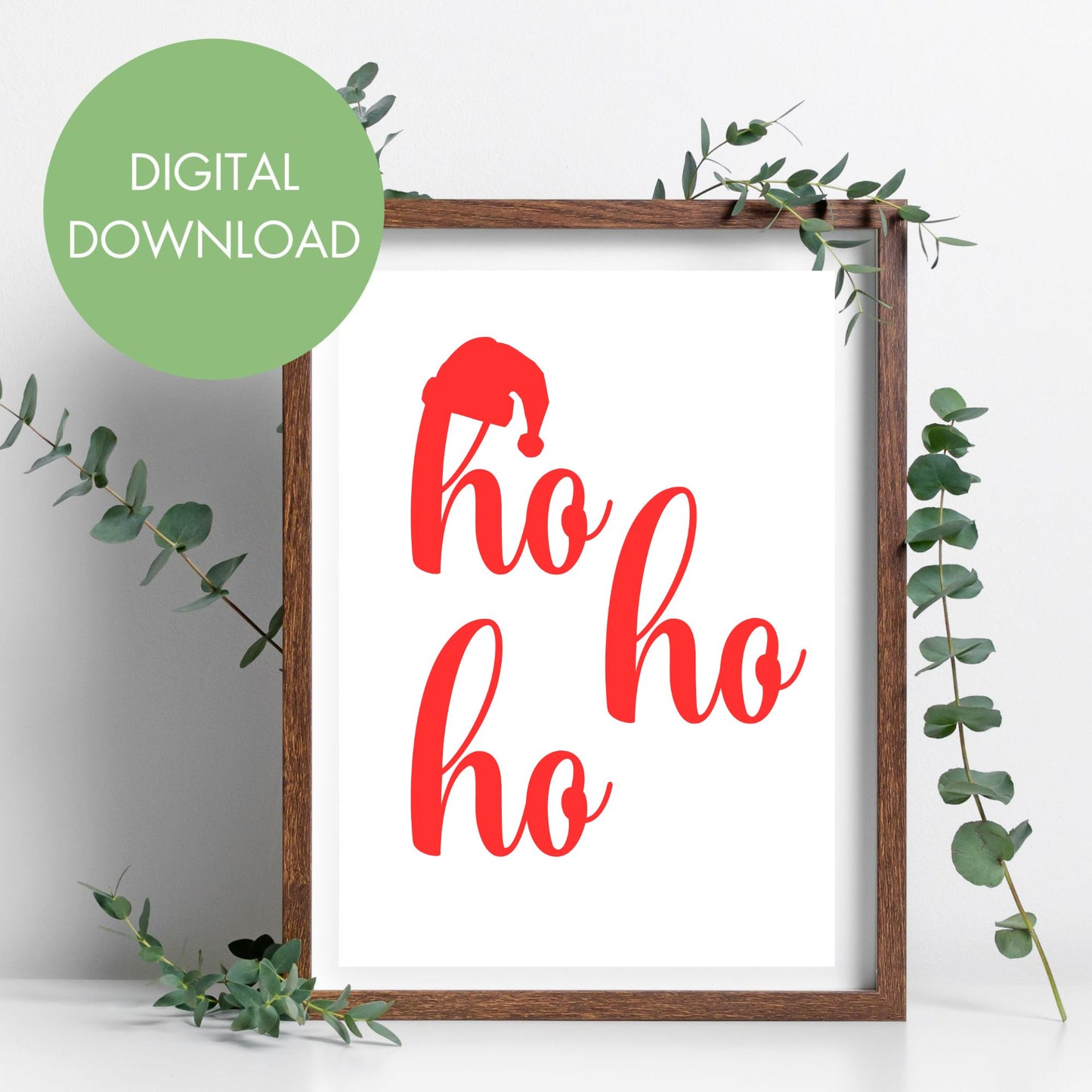 Santa Hat Ho Ho Ho Christmas Printable Wall Art