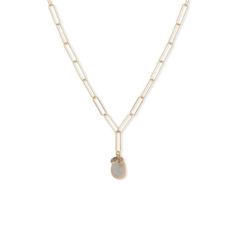 14 Karat Gold Plated Charm Drop Necklace