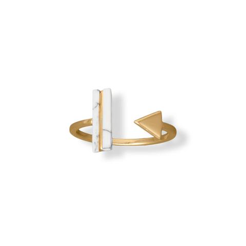 14 Karat Gold Plated Howlite Arrow Wrap Ring